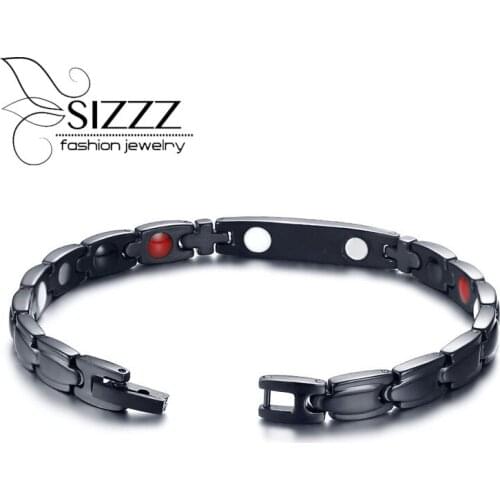 SIZZZ Hot Jewelry Stainless Steel Bronze Magnetic Magnet Black Bracelet&Bangles For Men