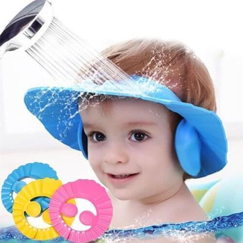1PC Adjustable Baby Shower Caps Child Shampoo Hat Wash Hair Shield Bath Visor Hats Waterproof Ear Eye Protection Infant Supplies