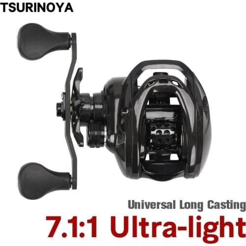 TSURINOYA Baitcasting Reel Long Casting DARK WOLF 150 7KG Drag 7.1:1 High Speed Fishing Reel 182g Ultra-light Reel