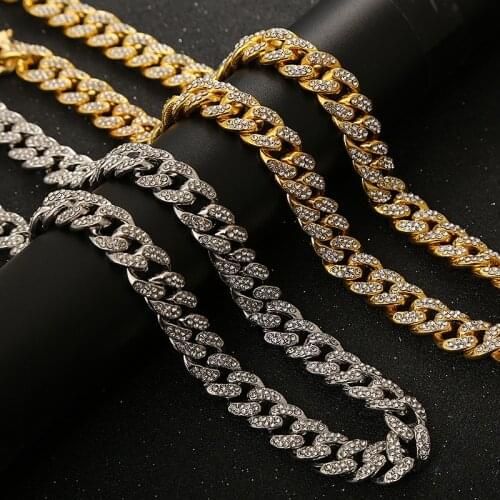Neck Heavy Gold Chain for Men Big Long Necklaces Male Gold Color Hiphop Stainless Steel Cuban Chain Necklace Men Jewelry