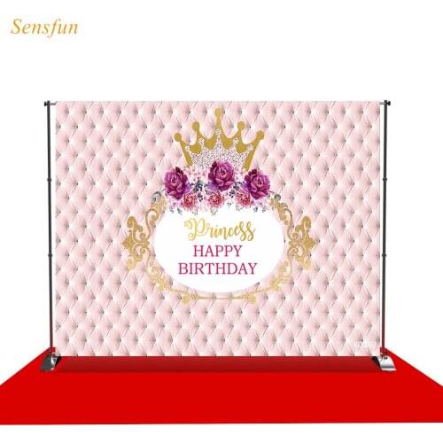LEVOO Photography Backdrop Birthday Princess Crown Flowers Photographic Background Photo Studio Shoot Props Photocall Vinyl
