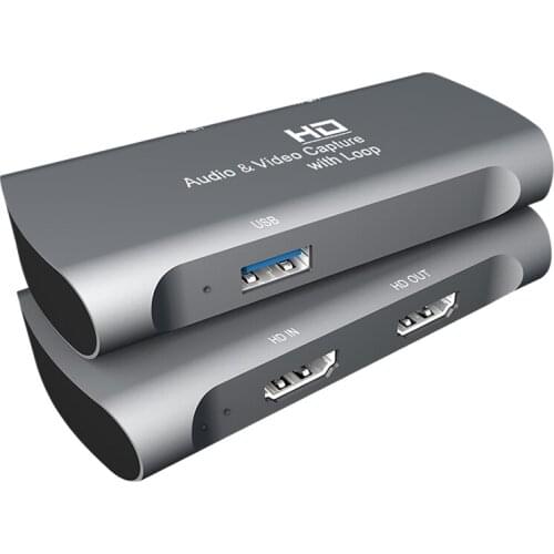 HD Audio&Video Capture with 4K Input Full HD 1080P Loop Out Capture Games for Broadcast Online Wide Compatibility Grey