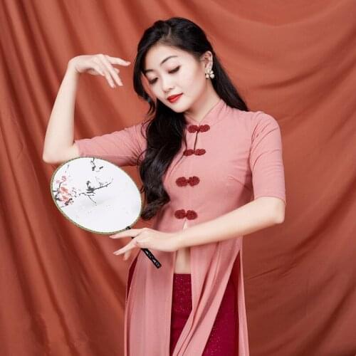 Retro Women Sexy Fashion Bellydance Oriental Costumes Set Top Skirts Split Practice Clothes Professional Belly Dance 2PCS/SET