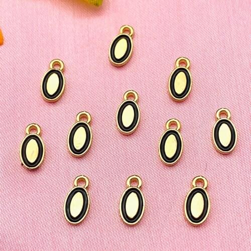 10Pcs 10x5mm Gold Color Metal Mini Oval Shape Charms Zinc Alloy Geometry Pendant Wholesale For DIY Jewelry Making Accessories
