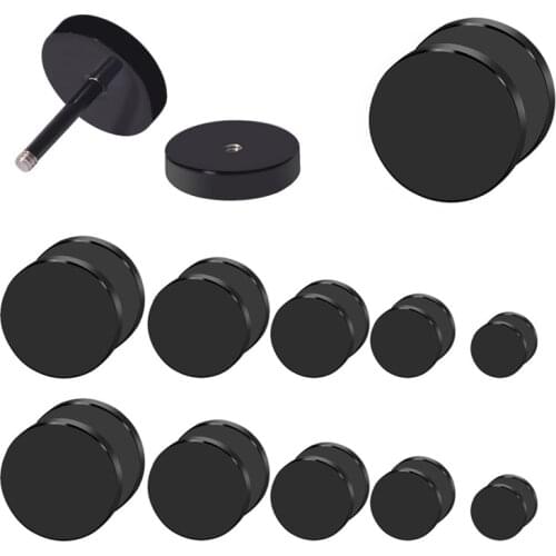10pcs Black Stainless Steel Fake Cheater Ear Plugs Gauge Body Jewelry Pierceing