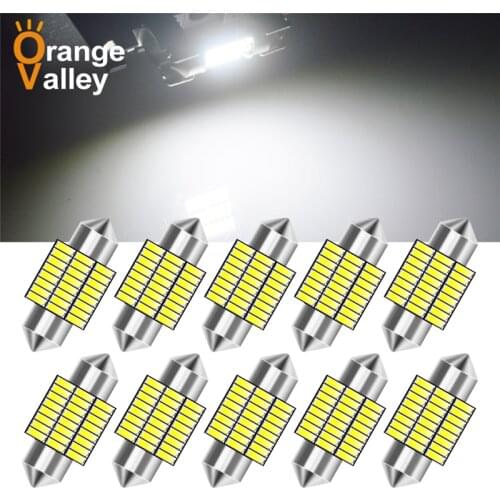 10Pcs Festoon c5w LED 31 36 39 41 mm 24 30 36 39 led bulb 4014 SMD reading lamp car Interior Light DC 12V
