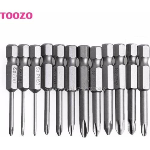 12Pcs/Set 50mm 1/4 Inch Hex Shank Magnetic Phillips Cross Screwdriver Bits G08 Whosale&DropShip
