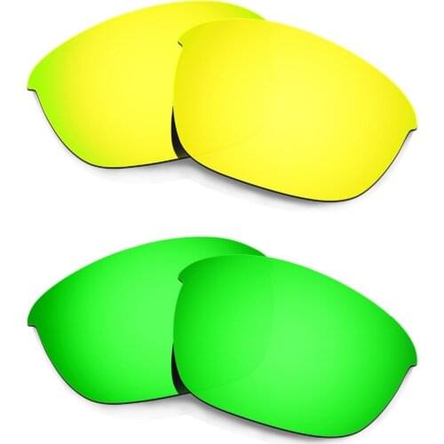 2 Pairs HKUCO For Half Jacket 2.0 Polarized Replacement Lenses --24K Gold & Greenr-100% UVA & UVB Protection
