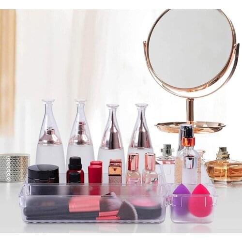 24Pcs Desk Drawer Organizer Set 5-Size Versatile Vanity And Desk Drawer Storage Bins Clear Drawer Organizer Trays