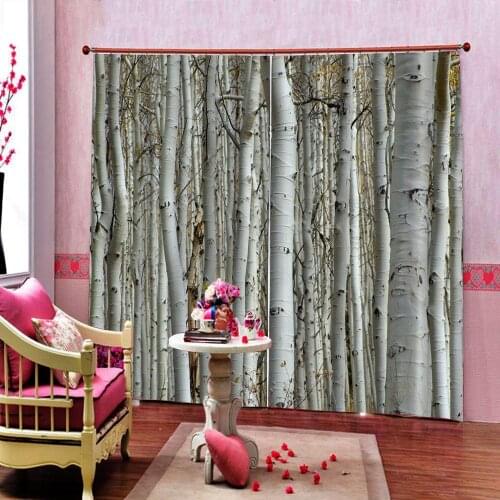 3D Curtain Luxury Blackout Window Curtain Living Room wthie forest curtains branch Blackout curtain