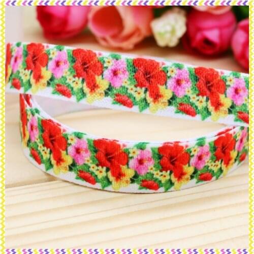 5/8'' Free shipping Elastic FOE flowers printed headband headwear hairband diy decoration wholesale OEM P4064