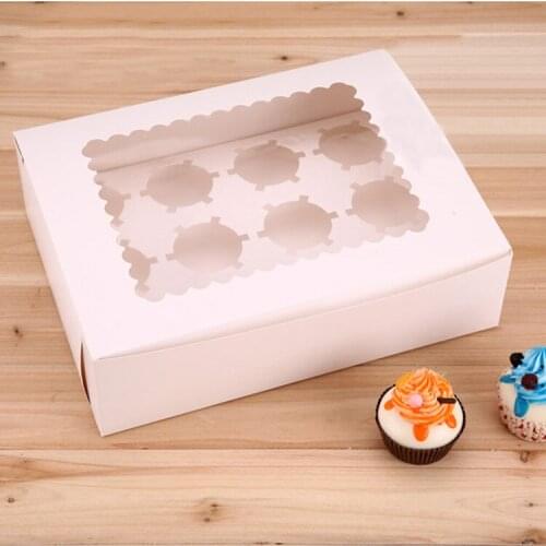 5 Pcs Cupcake Box Wedding Window White Brown Kraft Paper Boxes Dessert Mousse 12 Cup Cake Holders Home Party Birthday Cardboard