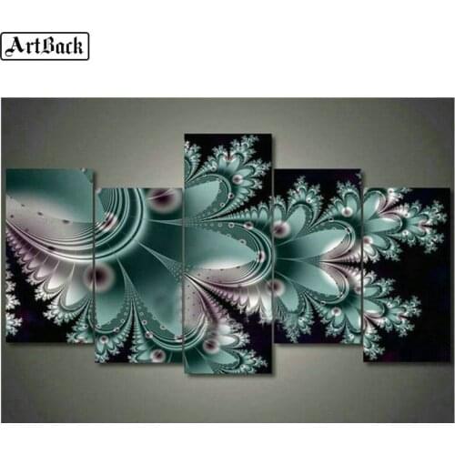 Five spell diamond painting abstract flowers full square / round drill diamond mosaic 3d sticker living room decoration