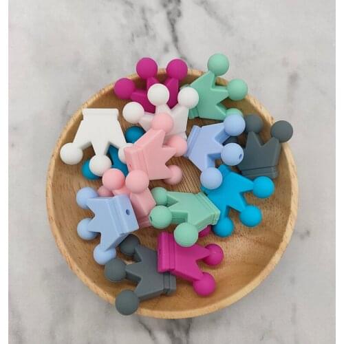 10pcs Crown Silicone Beads Baby Teething Toy Food Grade Silicone Teether Beads DIY Necklace Bracelet Pacifier Chain Teether Toy