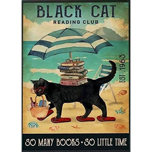 Reading Club So Many Books Cat Signs I Only Want Cats Funny Farm Kitten 4 Holes for Easy Hanging Silly Decor for Kitty Farmers