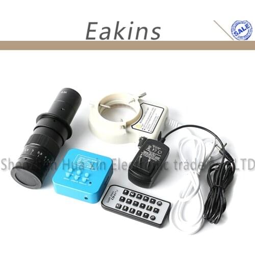 36MP 2K 4K 1080P 60FPS HDMI USB Digital Remote Control Industrial Microscope Video Camera+180X/300X C-mount Lens+56 LED Light