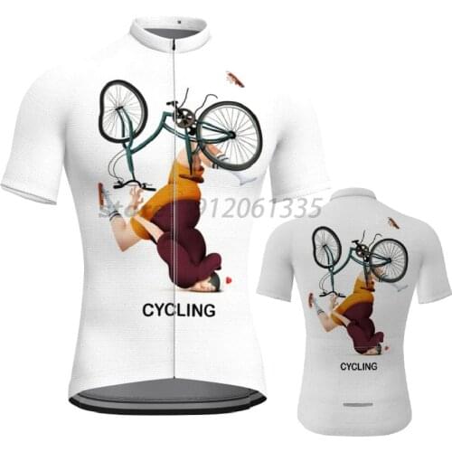 Mens Short Sleeve Cycling Jersey Cycling White Funny Bicycle Clothes Black Summer Cycling Top Bike Top MTB Road Wear