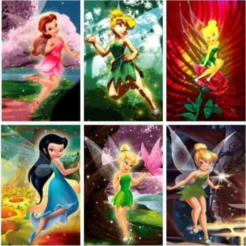 Disney Square Drill 5D Diamond Painting Cartoon Princess Tink Bell Cross Stitch Kits Diamond Embroidery Mosaic Home Decor