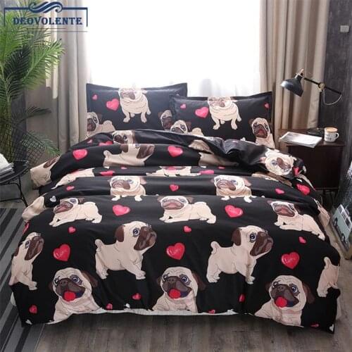 2/3Pcs Bedding Sets Duvet Cover Bed Pillowcase Bulldog Printed Polyester Single Double Cover Set For Adults Home Textiles
