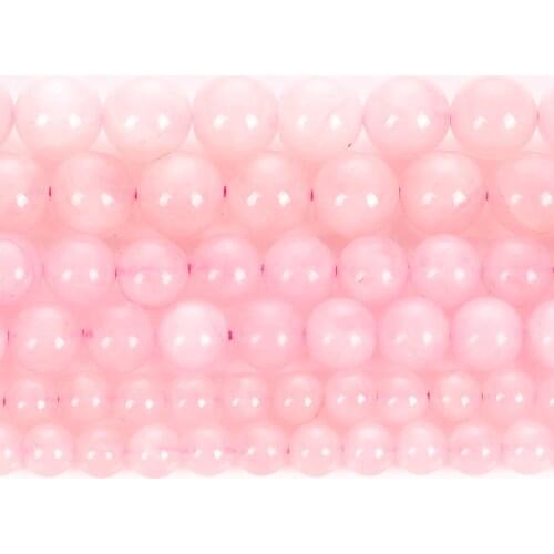 New 4/6/8/10/12mm Natural Stone Beads For Jewelry Making DIY Smooth Pink Quartz Stone Round Loose Spacer Beads Bracelet Handmade