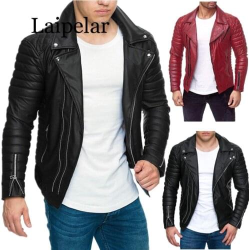 Laipelar 2019 Jacket men New Mens Fashion Casual Long Sleeved Motorcycle Fur Leather Jacket Slim Fit Mens Winter Coats