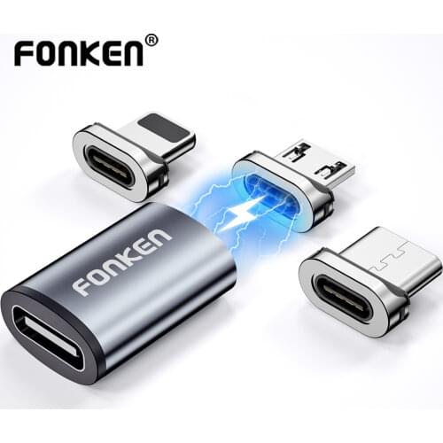 Fonken Magnetic Cable Connector Mobile Phone Cable Adapter Micro USB Magnetic Tips Magnet Charger Plug Type C Magnetic Adapter