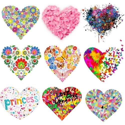 Fashion Heart Applique On Clothes Stickers Iron On Transfers For Clothes Cartoon Love Heart Patches For Clothing Thermo Stickers