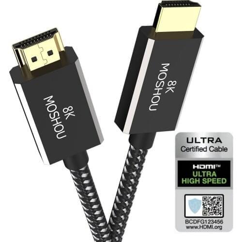 MOSHOU HDMI 2.1 Cable 48Gbps 8K/60Hz 4K/120Hz ARC with Audio HDMI Cord HDR Lossless Amplifier Converter for PS4 Projectors