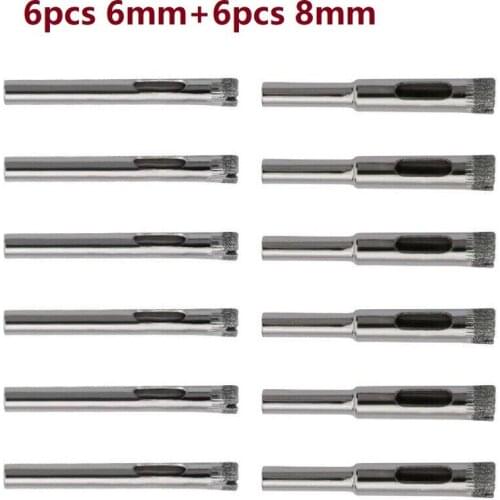 12Pcs 6/8mm Diamond Coated Drill Bits Set Tile Ceramic Glass Hole Saw Cutter Granite Marble Drilling Tools