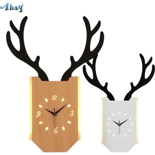 Nordic Antlers Wall Lamps for Living Room TV Background Wall Decor Modern Aisle Corridor Kitchen Wood Clock Lights Fixtures