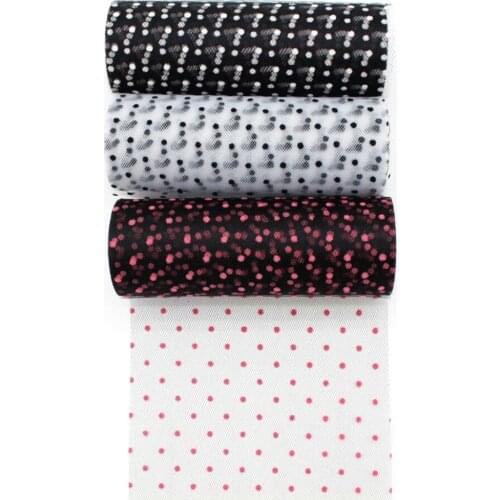 New 6 '15cm colored polka dot tulle roll lace ribbon 10 yards DIY handmade material headdress hair bow wedding New Year