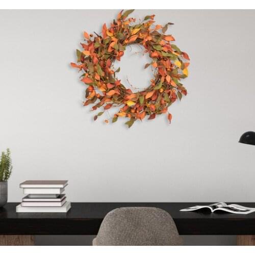 50CM Autumn Door Wreath Harvest Small Pumpkin PE Wreath Thanksgiving Garland Home Window Restaurant Decorations