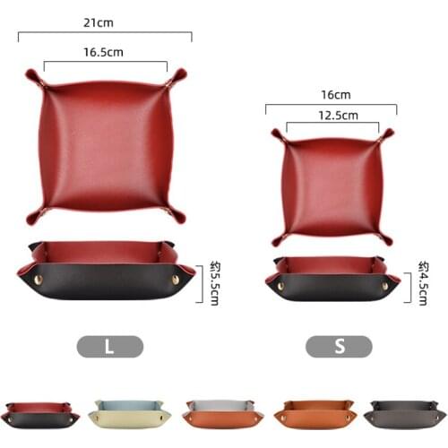 Leather Valet Tray Organizer for Jewelry Snap Leather Catchall Bowl Accessories Storage Dump Tray for Bedside Travel EF