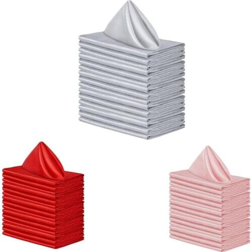 HOT 16Pcs Square Satin Napkins,Shiny Silk Doilies,Soft And Smooth Fabric Doily,For Wedding Banquet Party Decoration,Etc