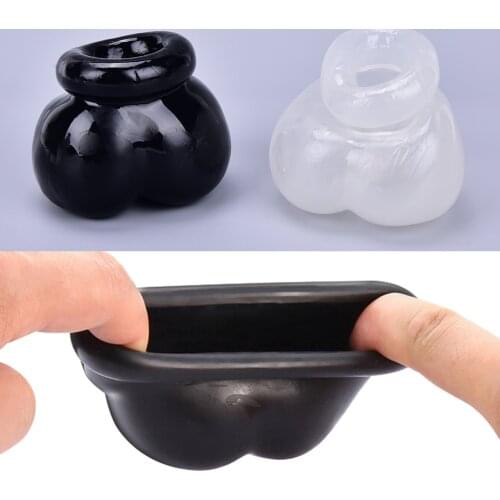 Clear/Black Bull Bag Ball Stretcher Snug,Scrotum Silicone Ballstretcher Ballsack For Men,Testicle Bondage,Sex Toys