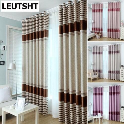 Chinese Style Curtains for Living Dining Room Bedroom Modern Minimalist Striped Curtain Tulle Two Colors Optional Customization