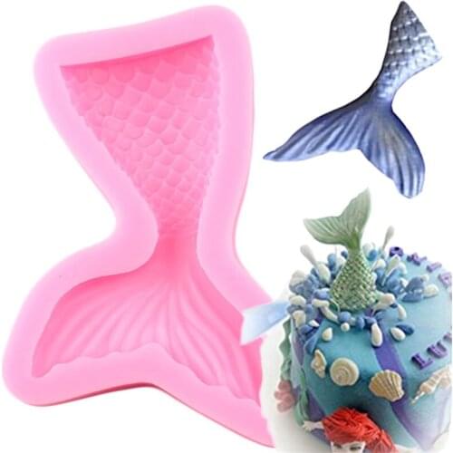 Mermaid Tail Silicone Mold DIY Party Fishtail Cake Decorating Tools Cupcake Topper Fondant Mold Candy Resin Clay Chocolate Molds