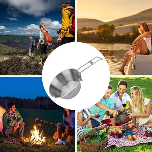 Outdoor Stainless Steel Folding Bowl Camping Portable Multifunctional Outdoor Camping Picnic Tableware Hiking Camping Equipment