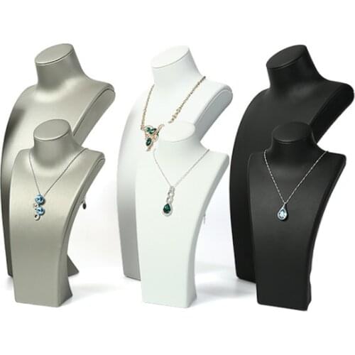 In Stock Classic PU Leather 3 Color Portrait Hanging Neck Jewelry Stand Necklace Stand Model Display Stand Jewelry Photo Props