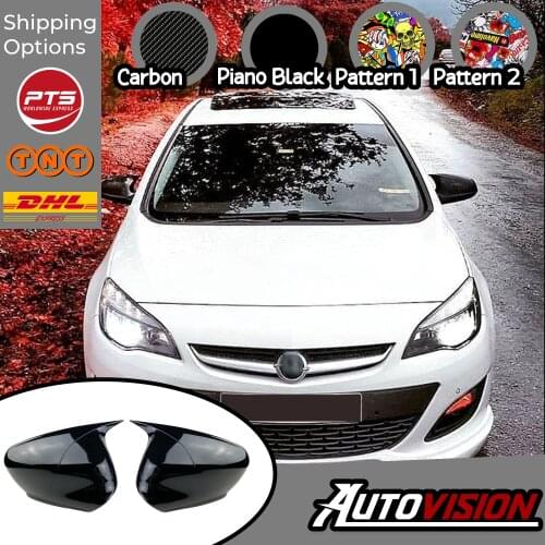 Mirror Cover For Opel Vauxhall Astra J 2009 2010 2011 2012 2013 2014 2015 2016 Accessory Bright Black BATMAN Case CAR Shields