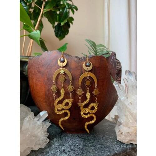 The golden Snake Earrings, Hypoallergenic Wanderlust Jewelry