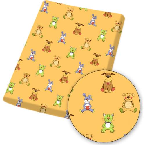 Polyester Cotton Fabric Cartoon Dog Printed Cloth Sheet Home Textile Patche DIY Dress Supplies Handmade Mask Bag 45*145cm 1pc