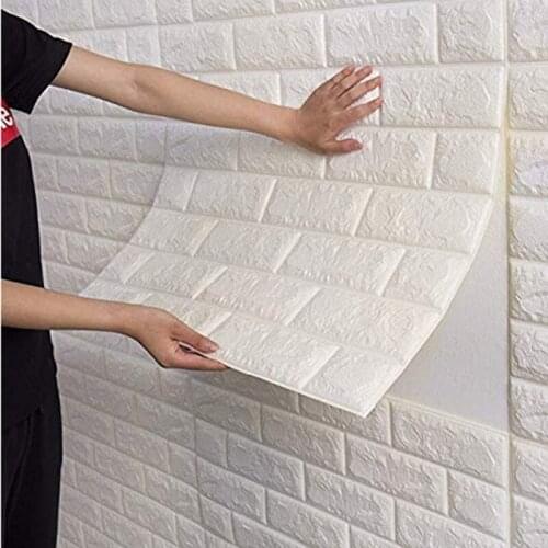 10pcs 3D Brick Wall Stickers Wallpaper PE Foam Wallpaper Self-Adhesive Panels Room Decal Stone Decoration Embossed