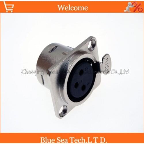 10 PCS silvery Metal Audio MIC Connector XLR 3 Pin female Chassis Mount type socket,XLR Push type Audio panel socket