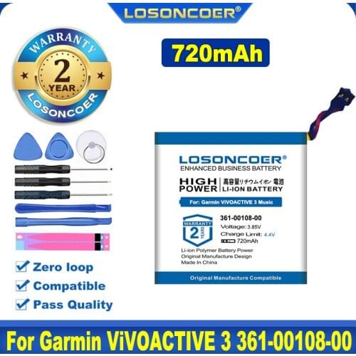 100% Original LOSONCOER 361-00108-00 NL28LL31B03OC 260mAh Battery For Garmin ViVOACTIVE 3 361-00108-00 NL28LL31B03OC Music Watch