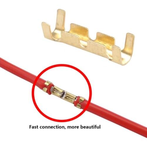 100Pcs Quick Docking Connect Wiring Terminal Brass Crimp Terminal Electric Butt Connector Kit U-shaped Terminal Tab 0.3-1.5mm²