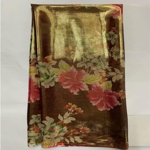2021 Latest High Quality African Soft Metallic Silk Fabric Suitable For Women Dress Sewing Materials 5 Yards.17233