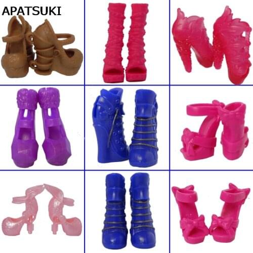 5pairs/lot Assorted Fashion Shoes High Heel Shoes For Monster High Dolls Sandals Design For 1/6 Monster Dolls Accessories