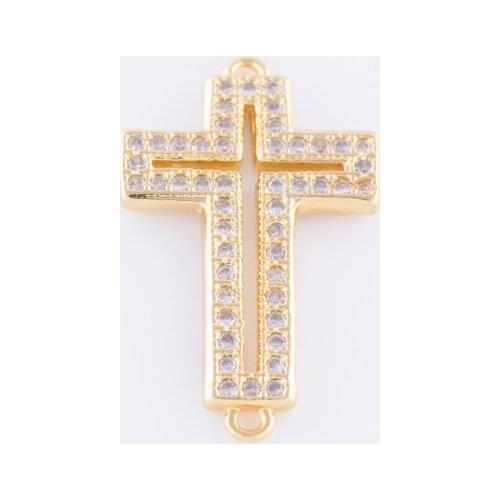 5pcs Shining Zircon Crosses Charms Connectors For Jewelry Making Diy Copper Micro Pave Czech Charms Vintage Berloques