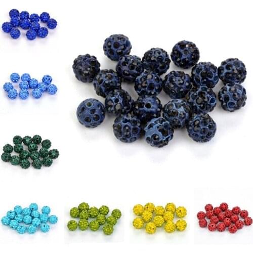 50pcs 10MM 33Colors Beads Crystal Disco Ball Beads Spacer Beads bracelet Crystal Clay Beads